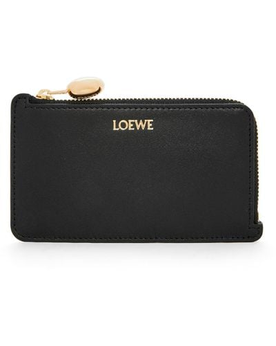 Loewe Luxury Pebble Coin Cardholder In Shiny Nappa Calfskin - Black