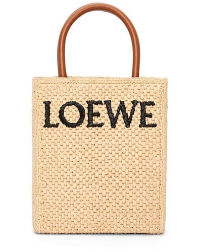 Loewe Luxury Standard A5 Tote Bag In Raffia - Metallic