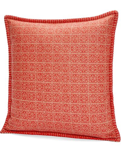Loewe Luxury Anagram Cushion In Wool For Unisex - Red