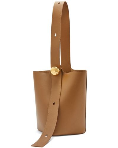 Loewe Medium Pebble Bucket Bag In Mellow Calfskin - Brown