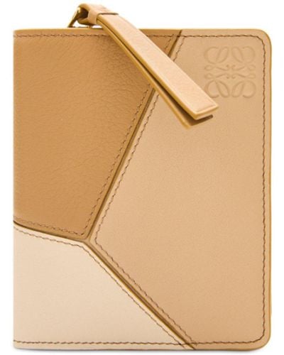 Loewe Luxury Puzzle Compact Zip Wallet In Classic Calfskin - Natural
