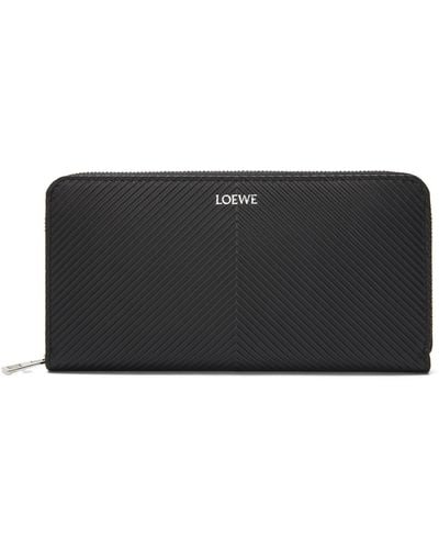 Loewe Luxury Zip Around Wallet In Textured Classic Calfskin - Black