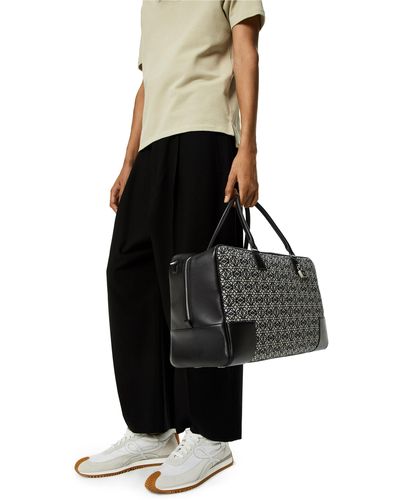 Loewe Luxury Amazona 44 Bag In Anagram Jacquard And Calfskin - Black