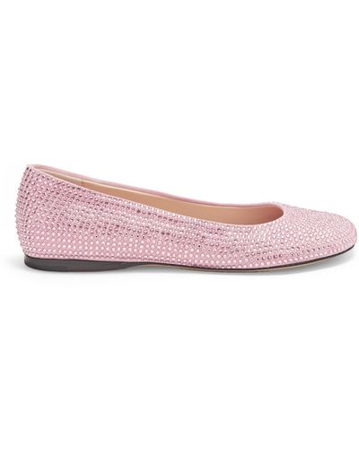Loewe Luxury Toy Ballerina In Suede And Allover Rhinestones For - Pink