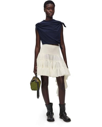 Loewe Luxury Ruffled Skirt In Silk For - Blue