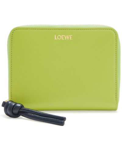 Loewe Knot Compact Zip Wallet In Shiny Nappa Calfskin - Green