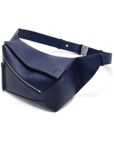 Loewe Luxury Small Puzzle Bumbag In Classic Calfskin - Blue