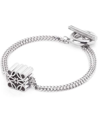 Loewe Luxury Single Anagram Bracelet In Sterling Silver - White