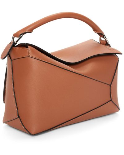 Loewe Luxury Large Puzzle Bag In Classic Calfskin - Brown