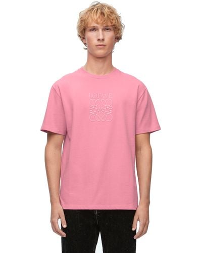Loewe Luxury Regular Fit T-shirt In Cotton - Pink