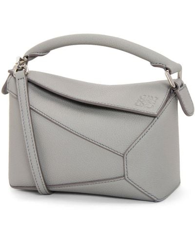 Loewe Luxury Mini Puzzle Bag In Soft Grained Calfskin For - Metallic