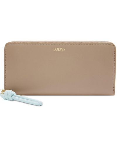 Loewe Knot Zip Around Wallet In Shiny Nappa Calfskin - Grey