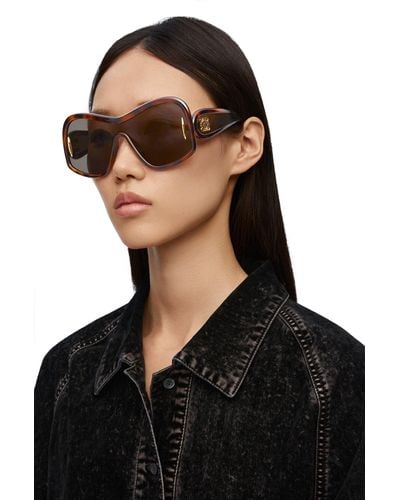 Loewe Luxury Square Mask Sunglasses In Acetate And Nylon - Black