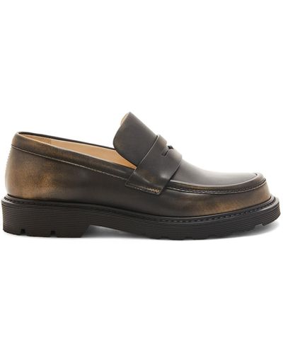 Loewe Luxury Blaze Loafer In Bicolour Brushed-off Calfskin - Blue