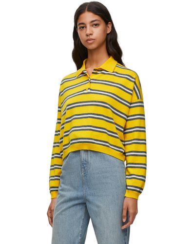 Loewe Stripe-pattern Long-sleeve Wool Sweater - Yellow