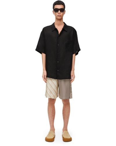 Loewe Luxury Short Sleeve Shirt In Linen - Black