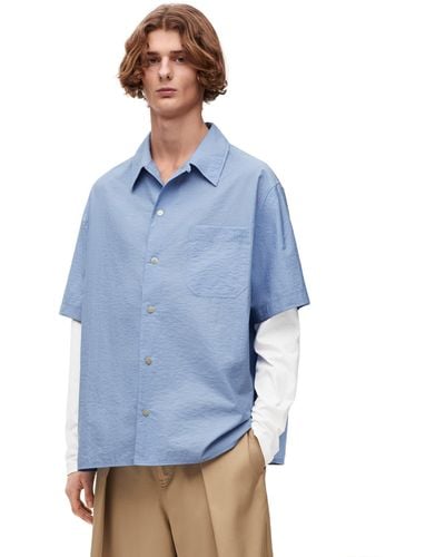 Loewe Luxury Trompe L'oeil Shirt In Cotton Blend - Blue