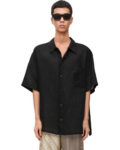Loewe Luxury Short Sleeve Shirt In Linen - Black