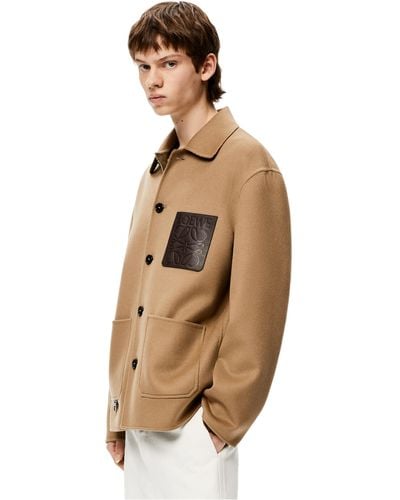 Loewe Luxury Workwear Jacket In Wool And Cashmere For - Natural