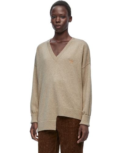 Loewe Luxury Asymmetric Sweater In Cashmere - Natural