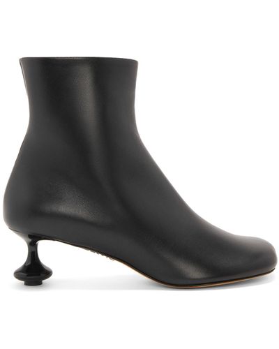 Loewe Toy Sculpted-heel Leather Ankle Boots - Black