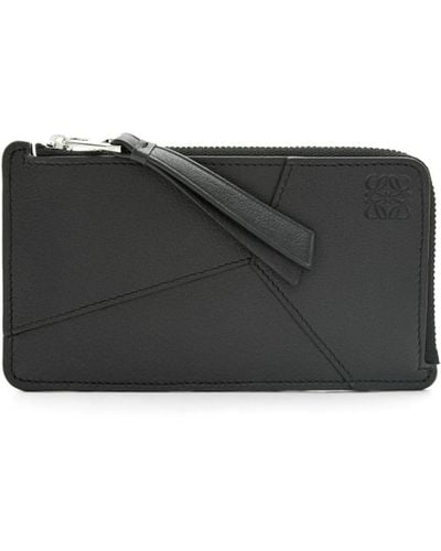 Loewe Luxury Puzzle Long Coin Cardholder In Classic Calfskin - Black