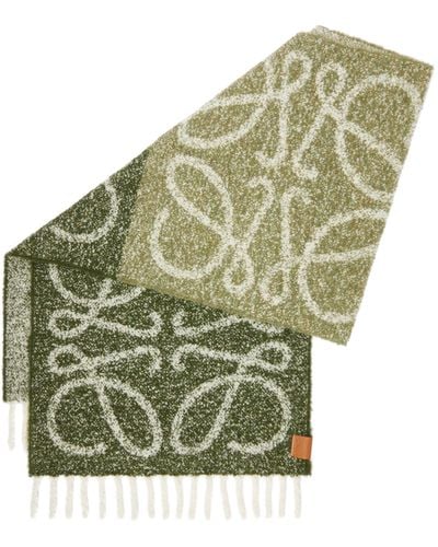 Loewe Anagram Scarf In Alpaca And Wool - Green