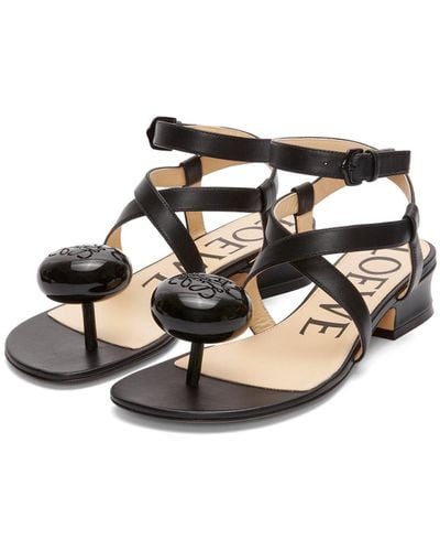 Loewe Luxury Calle Pebble Sandal In Lambskin - Black