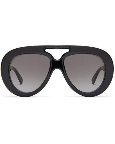 Loewe Round Spoiler Aviator Sunglasses - Black