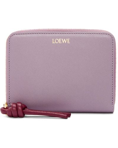 Loewe Luxury Knot Compact Zip Around Wallet In Shiny Nappa Calfskin - Purple