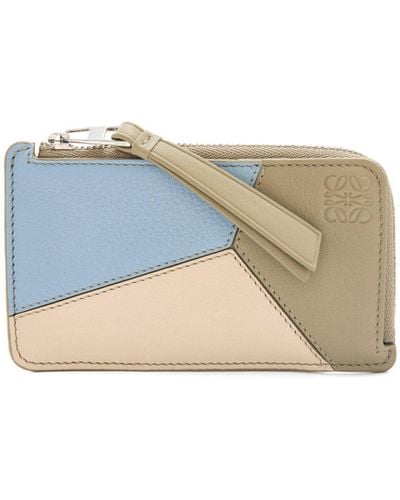 Loewe Luxury Puzzle Coin Cardholder In Classic Calfskin - Blue