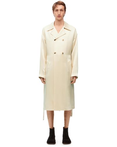 Loewe Trench Coat In Technical Satin - Natural