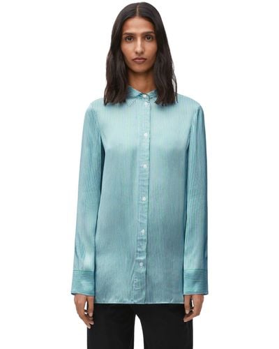 Loewe Shirt In Viscose And Silk - Blue