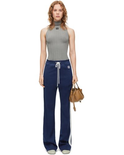 Loewe High Neck Top In Cotton Blend - Blue