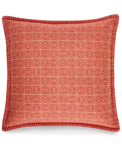 Loewe Luxury Anagram Cushion In Wool For Unisex - Red