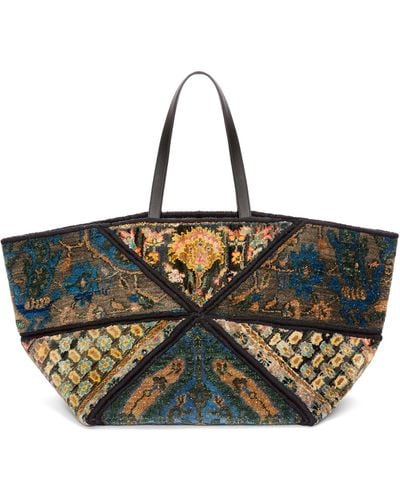 Loewe Luxury Carpet Xxl Puzzle Fold Tote In Silk And Wool - Multicolour