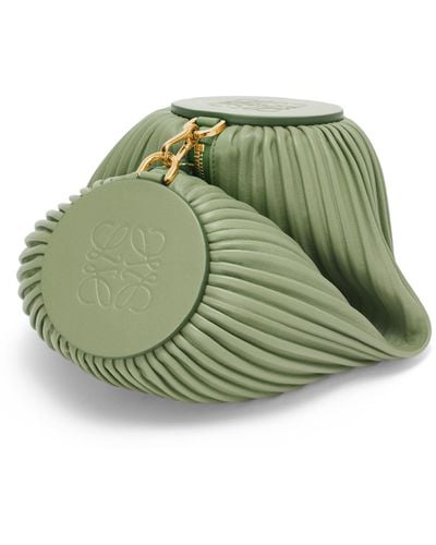 Loewe Luxury Bracelet Pouch In Pleated Nappa - Green