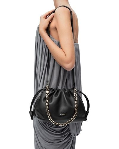 Loewe Luxury Flamenco Purse Bag In Mellow Nappa Lambskin - Black