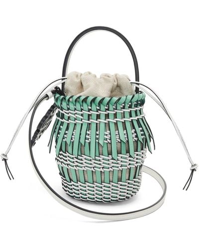 Loewe Luxury Small Fringe Bucket Bag In Calfskin For - Blue