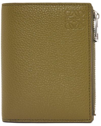 Loewe Slim Compact Wallet In Soft Grained Calfskin - Green