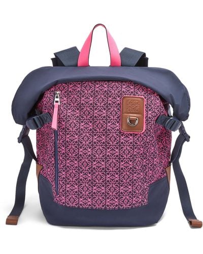 Loewe Roll Top Backpack In Anagram Jacquard And Nylon - Blue