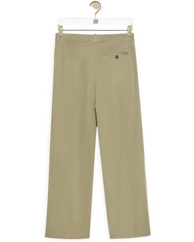 Loewe Luxury Pleated Pants In Cotton - Natural