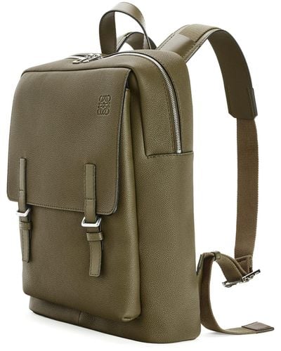 Loewe Luxury Military Backpack In Soft Grained Calfskin - Green