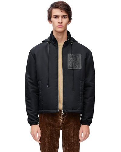 Loewe Hooded Padded Jacket In Nylon - Black