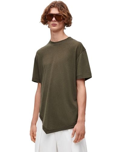 Loewe Luxury Asymmetric T-shirt In Cotton Blend - Green