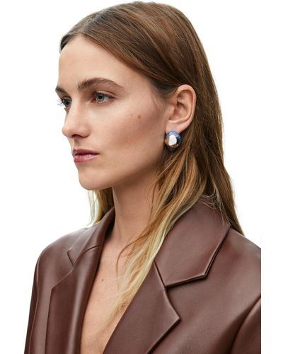 Loewe Luxury Foam Drip Earrings In Sterling Silver And Enamel - Brown