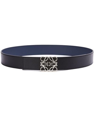 Loewe Reversible Anagram Belt In Smooth Calfskin - Black