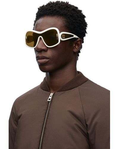 Loewe Luxury Square Mask Sunglasses In Acetate And Nylon - Brown