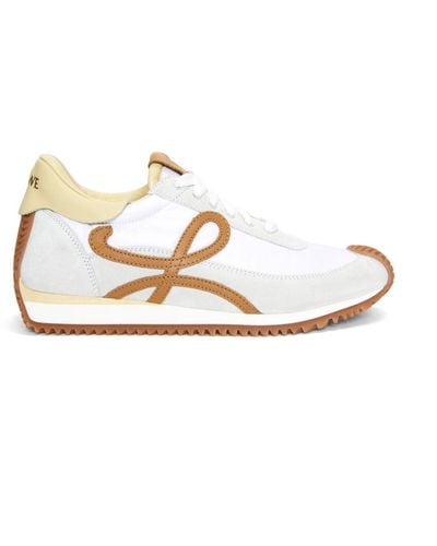 Loewe Flow Runner Monogram-embroidered Suede Low-top Trainers - White