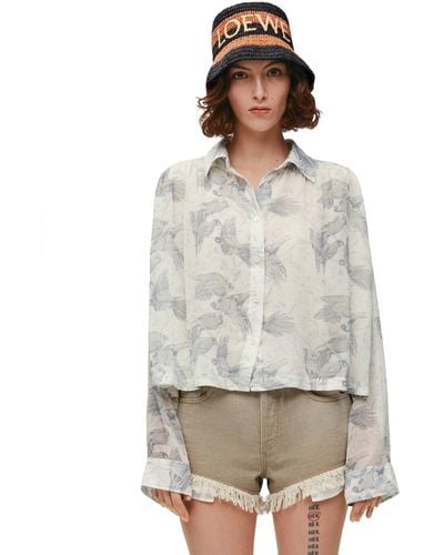 Loewe Luxury Trapeze Shirt In Cotton And Silk - Natural